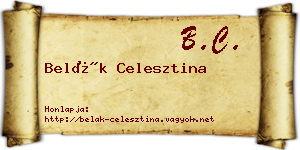 Belák Celesztina névjegykártya